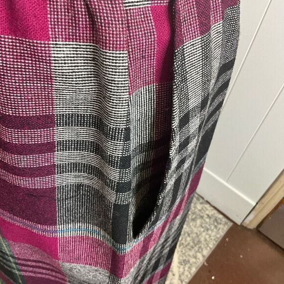 Vintage C.E. Stanton Womens Small Pencil Skirt Black Gray Pink Plaid Pockets - Picture 4 of 10